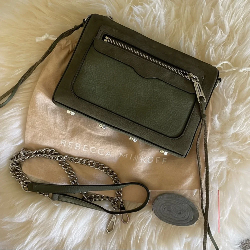 Rebecca Minkoff Olive Green Mini Crossbody with Silver Hardware - Picture 1 of 5